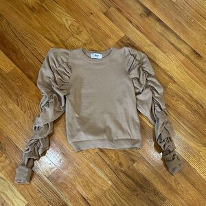 Ost Tan Ruched Sleeve Sweatshirt